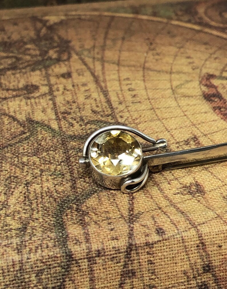 Sterling Silver Victorian Crystal Stone Brooch