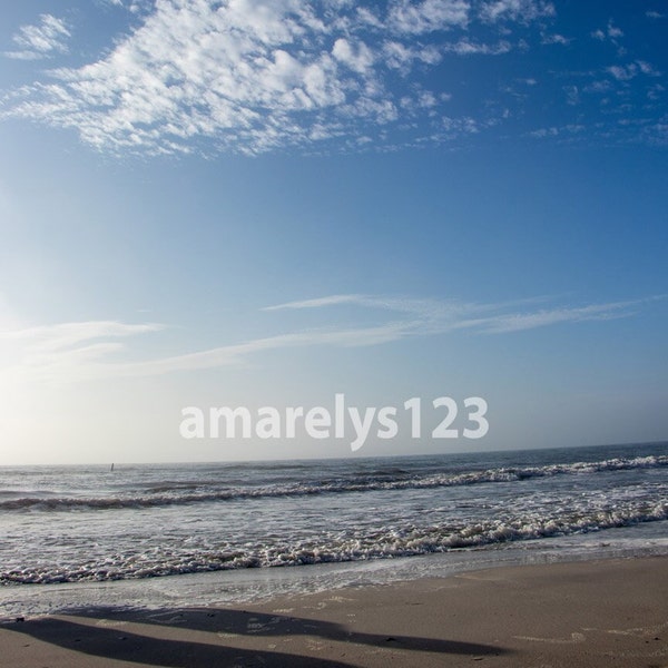 Beach Ocean Water Sand Blue Sky Digital Photo Image Print Wall Art Download