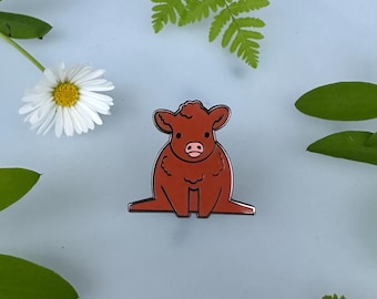 Sitting Calf - Cow Hard Enamel Pin