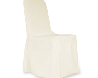 Polyester Banquet Chair Cover Ivory- Ivory Chair Covers Polyester, Wedding Baby Shower Chair covers