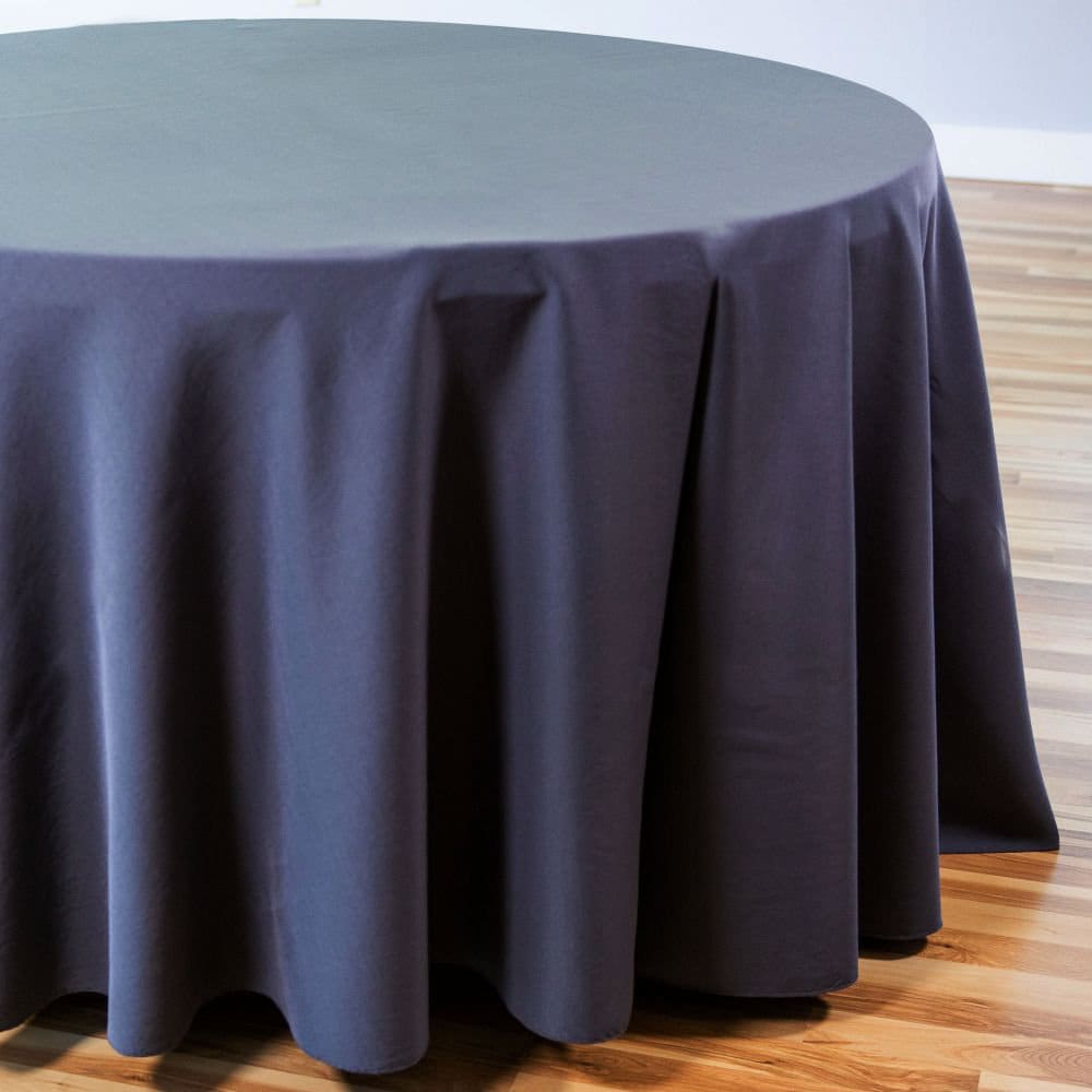 132 In. Round Polyester Tablecloth Grey Wedding Tablecloth Linen Anniversary Baby Shower