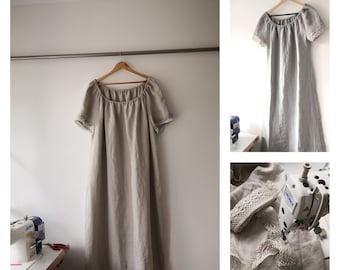 Linen night gown Plus size nightgown Knee calf or ankle length Washed softened linen. XS-4XL more Anberlinen. Plus size linen dress