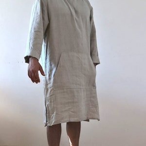 Linen Night Gown Mens. XS-6XL. Natural Undyed Linen. Eco | Etsy