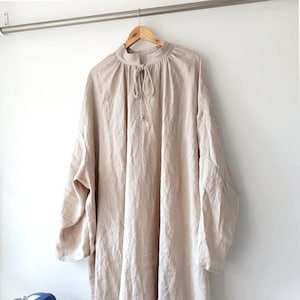 Long linen night gown mens. Medieval inspired nightshirt XS-7XL. Natural undyed linen.Gift for Him.Linen caftan.handmade to the order. Shirt