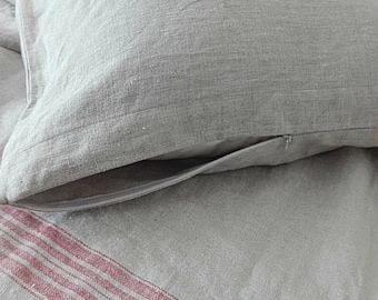 Linen pillowcase.Zip closed pillowcase.Lumbar pillowcase.Organic pillow cover.Natural linen pillowcase.Body pillow case.lumbar pillow cover