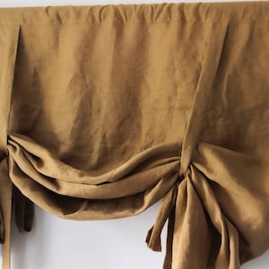 51&quot;long. Tie up curtains. farmhouse balloon curtains. tie up valance . Natural  linen valance. more ANBERLIN tie up shade handmade curtain