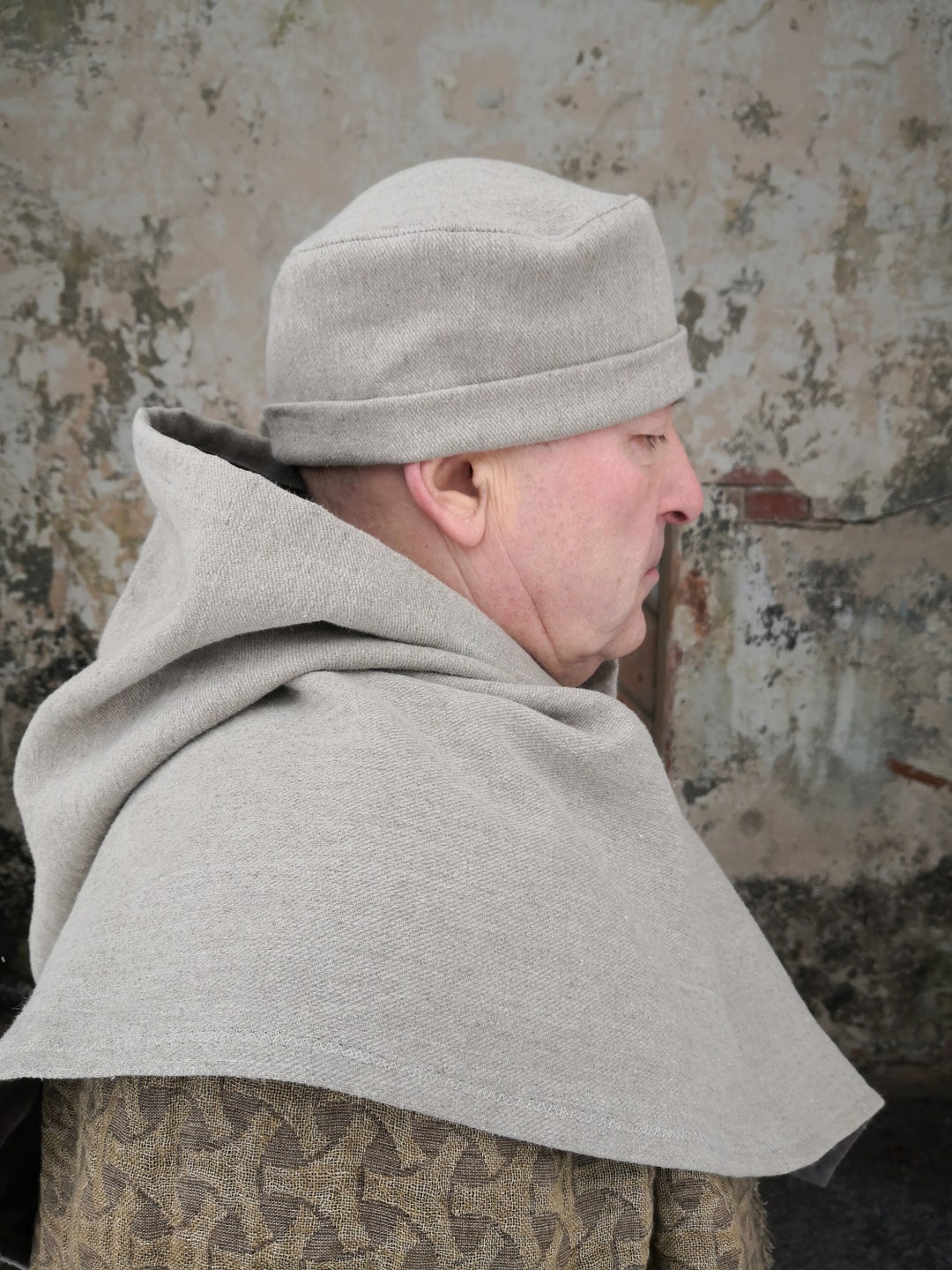 Linen Pillbox Hat. Medieval Hat for Men. Linen Hat. Historical Hats