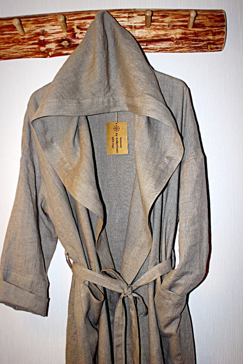 Linen Mens Robe. XS6XL. Unisex Robe. Hooded Linen Robe. Etsy