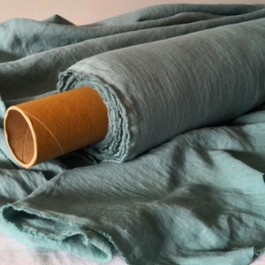 Pale Mint Leaf Linen Fabric: Softened Baltic Linen, 145cm Wide