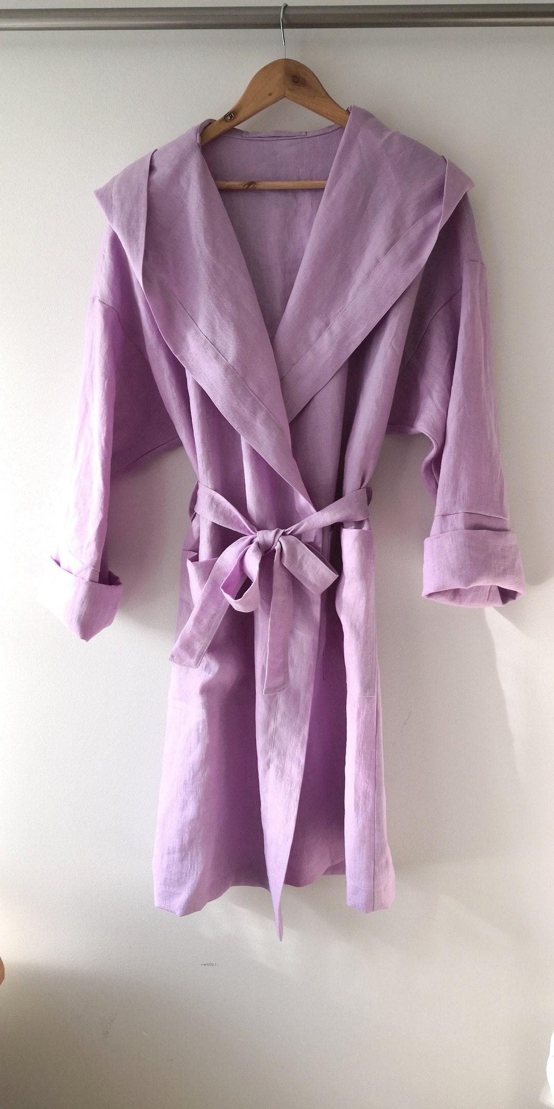 Organic Linen Robe. Womens /unisex Linen Robe. Knee Length Etsy