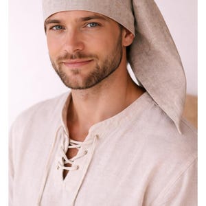 Linen Night cap, medieval sleeping hat. Handmade bed hat. More Anberninem