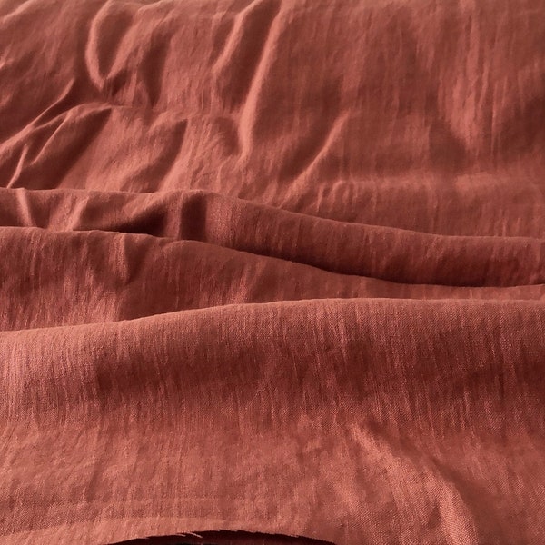 Linen Rust Fabric Etsy