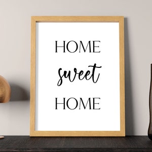 Home sweet Home sign | home decor wall art, home poster, home print, home wall decor, black and white prints, printable wall art download