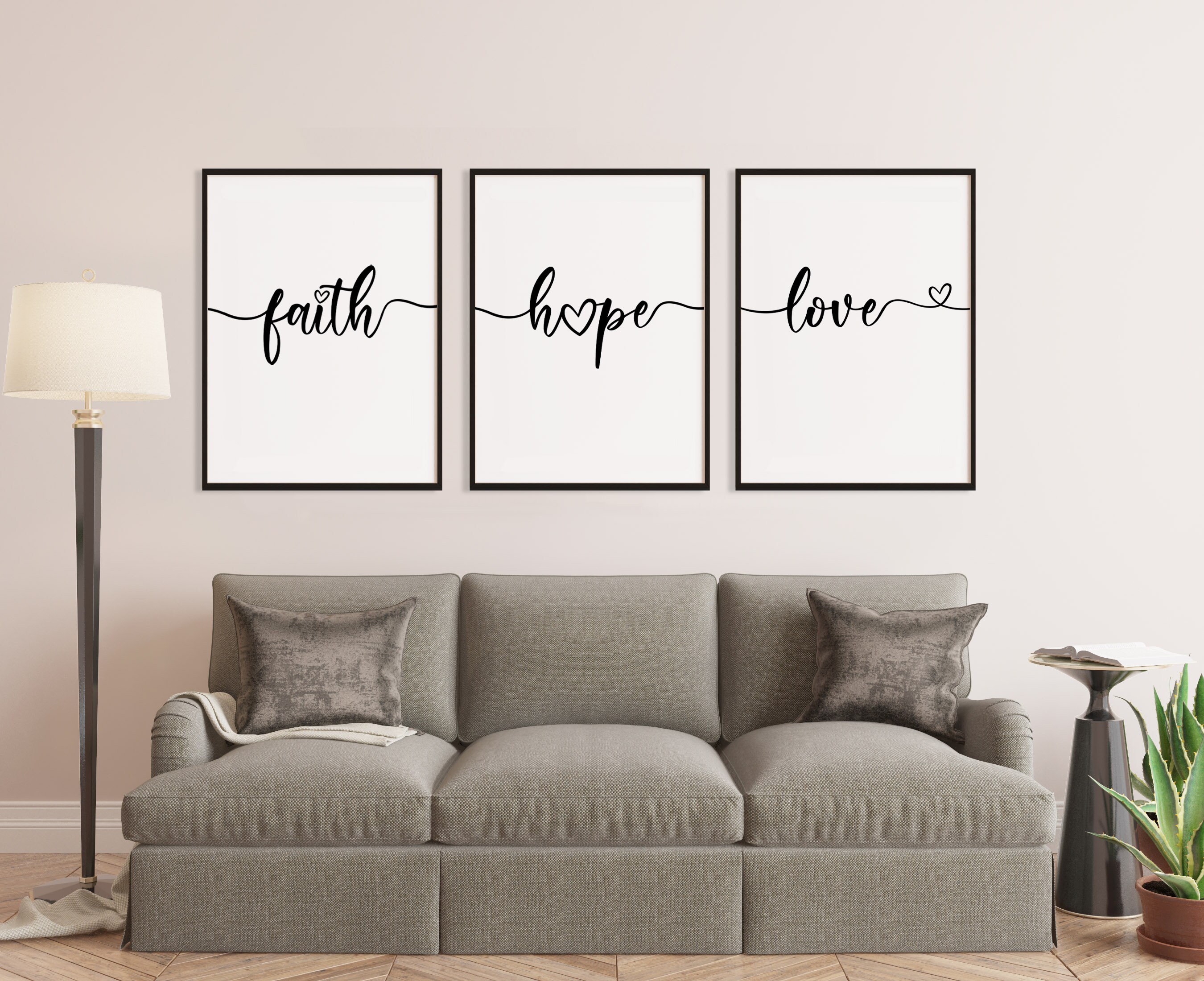 Faith, Hope, Love - Set of 3 Prints - Inspirational Christian Wall Art ...