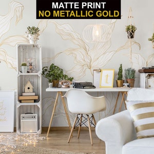 Helle, dezente abstrakte Art-Deco-Blumentapete, große Blumen, elegantes Dekor • Abziehen und Aufkleben *selbstklebend* oder nicht geklebte Vinylmaterialien •
