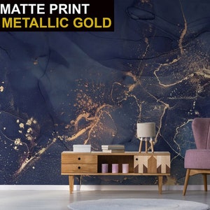 Dark blue and sand abstract wallpaper || self adhesive, peel and stick wall mural
