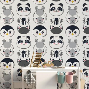 Cute cartoon animal pattern wallpaper || For Kids, self adhesive, peel and stick wall mural