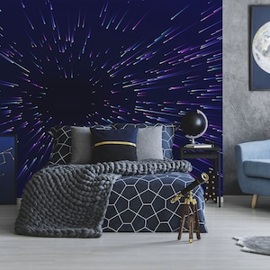 Space warp wallpaper, self adhesive, peel and stick wall mural