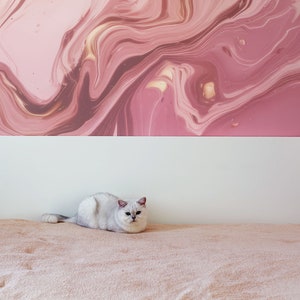 Pink Marble Wallpaper, Abstract Pink Marbled Wall Mural • Peel and Stick *self adhesive* or Non-Pasted Vinyl Materials •