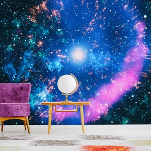 Space nebula wallpaper, self adhesive, peel and stick wall mural
