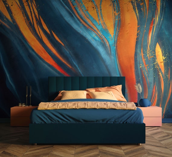 Blue sale orange wallpaper