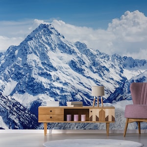 Amazing blue mountain landscape wallpaper | self adhesive, peel and stick wall mural