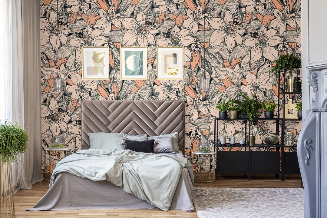 Botanical Wallpaper, Floral Vintage Wallpaper, Self Adhesive, Removable ...