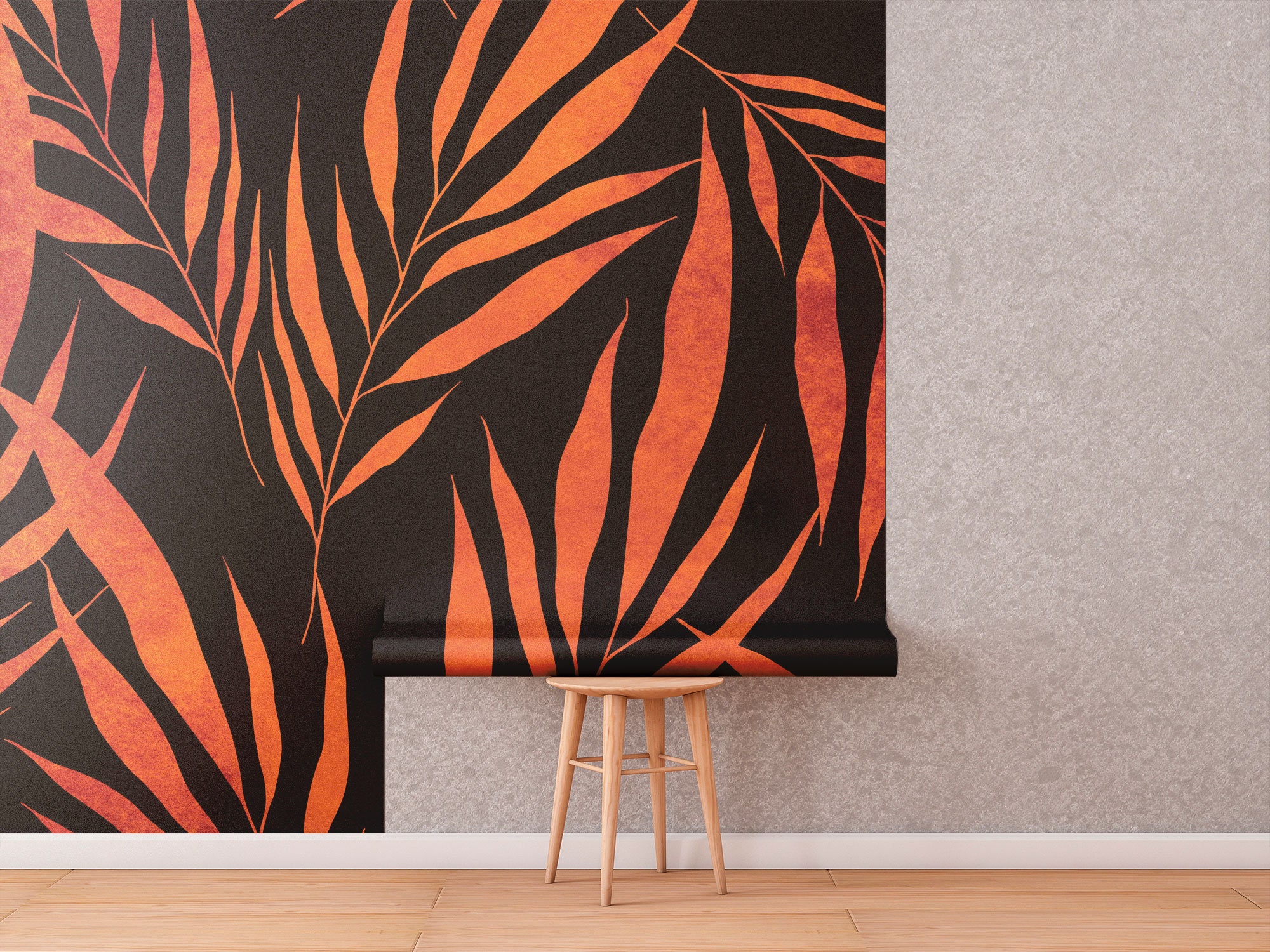 Dark Wallpaper With Red Leaves || Self Adhesive, Peel and Stick Wall ...