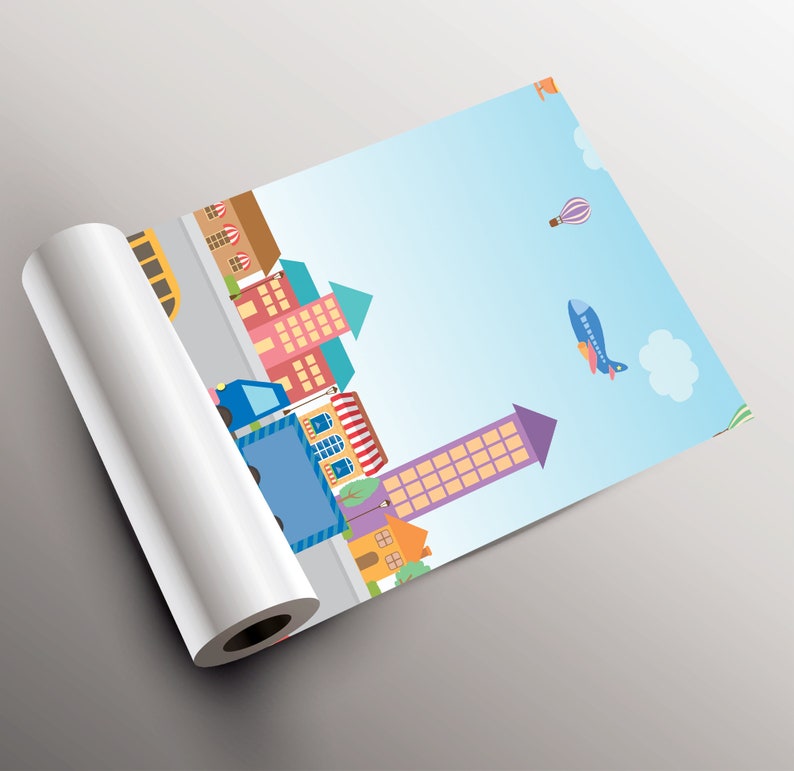 Colorful Cartoon City Wallpaper for Kids Self Adhesive Etsy