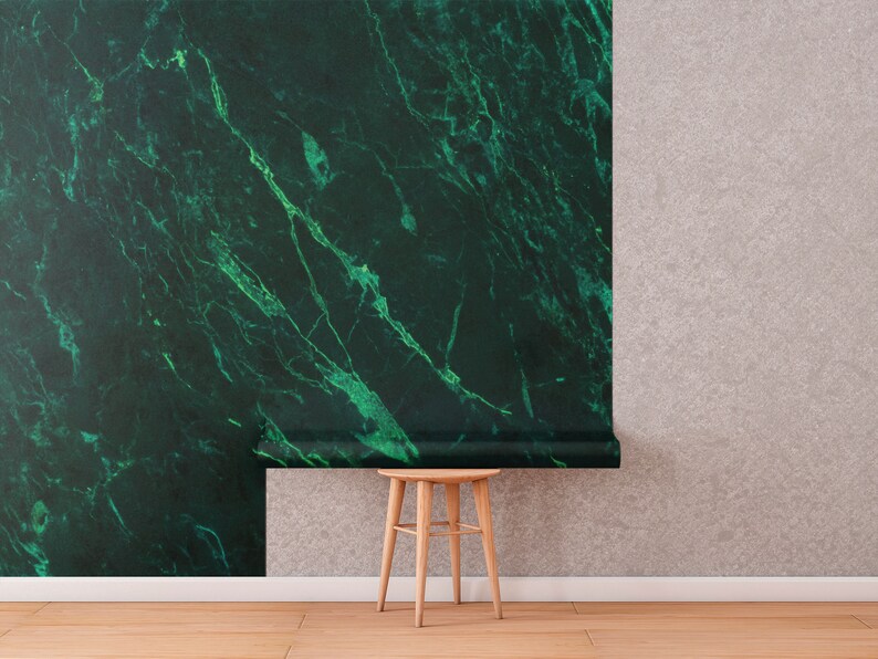 Dark Emerald Green Cracked Marble Wallpaper Self Adhesive Etsy