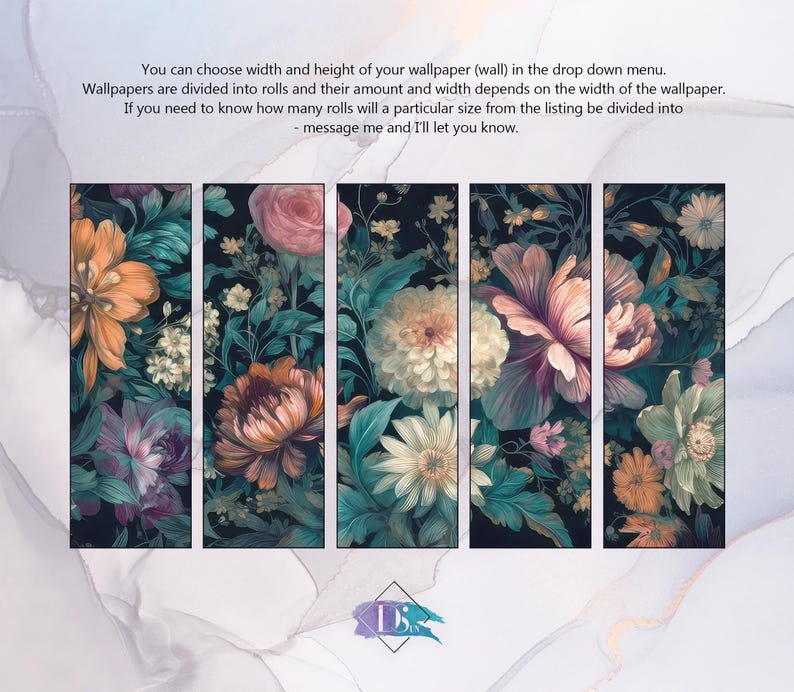 Buy Vintage Flowers Dark Wallpaper, Floral Art, Botanical Wall Mural