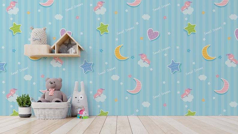 Sweet dreams wallpaper peel and stick wall mural Wallpaper for kids self adhesive