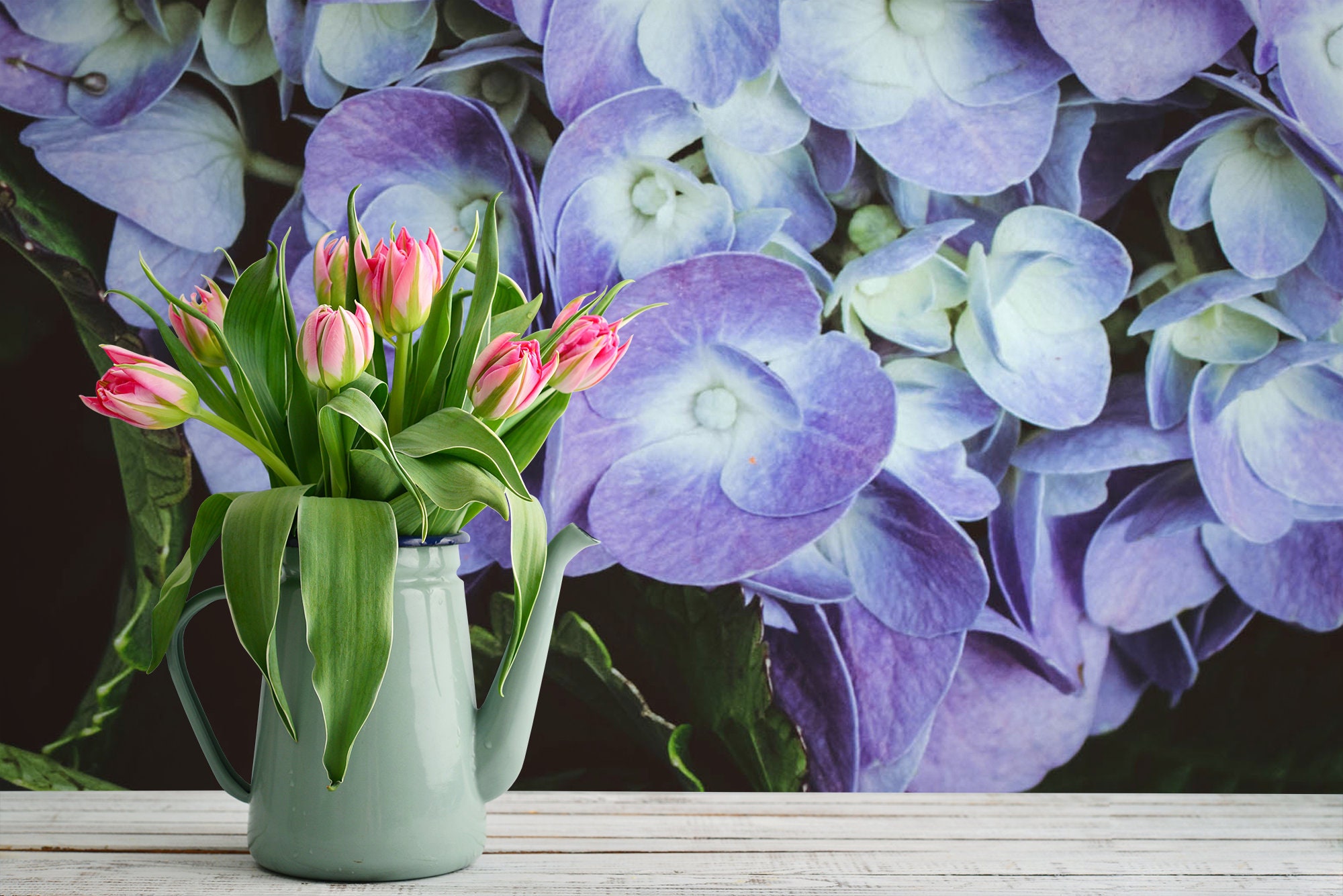 Blue and Purple Hydrangea Wallpaper Peel and Stick Floral - Etsy