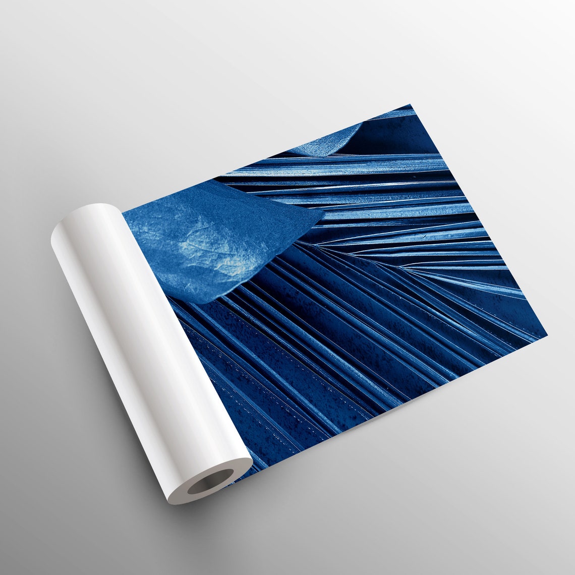 Cobalt Blue Wallpaper With Palm and Monstera Leaf Peel and | Etsy