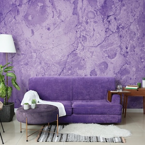 Lilac Marble Stone Wallpaper, Beautiful Purple Abstract Wall Mural • Peel and Stick *self adhesive* or Non-Pasted Vinyl Materials •