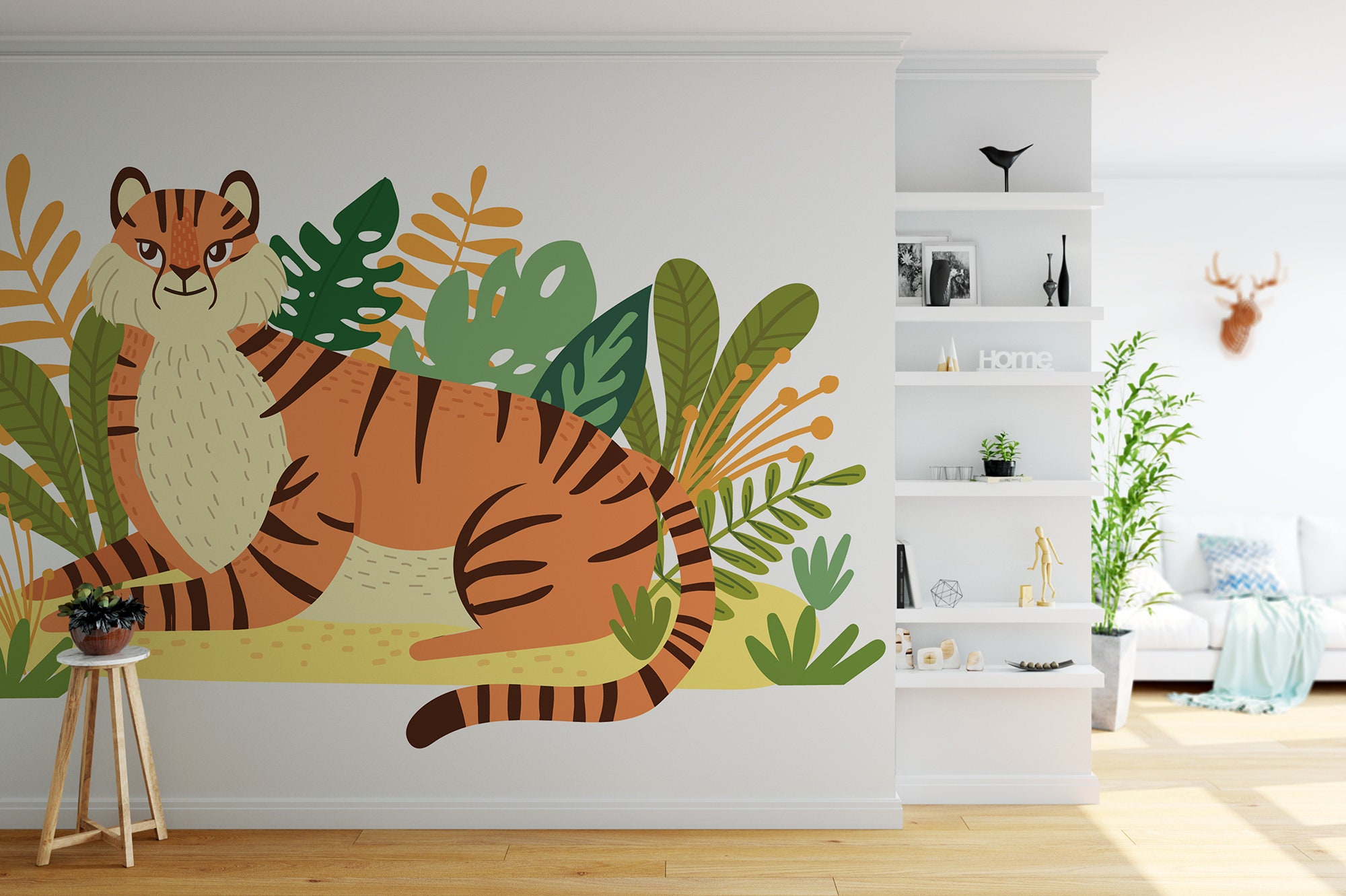Papel pintado autoadhesivo de PVC, un juego de imágenes de un tigre en  diferentes posturas, figuras de tigre en estática, papel pintado de pared  para