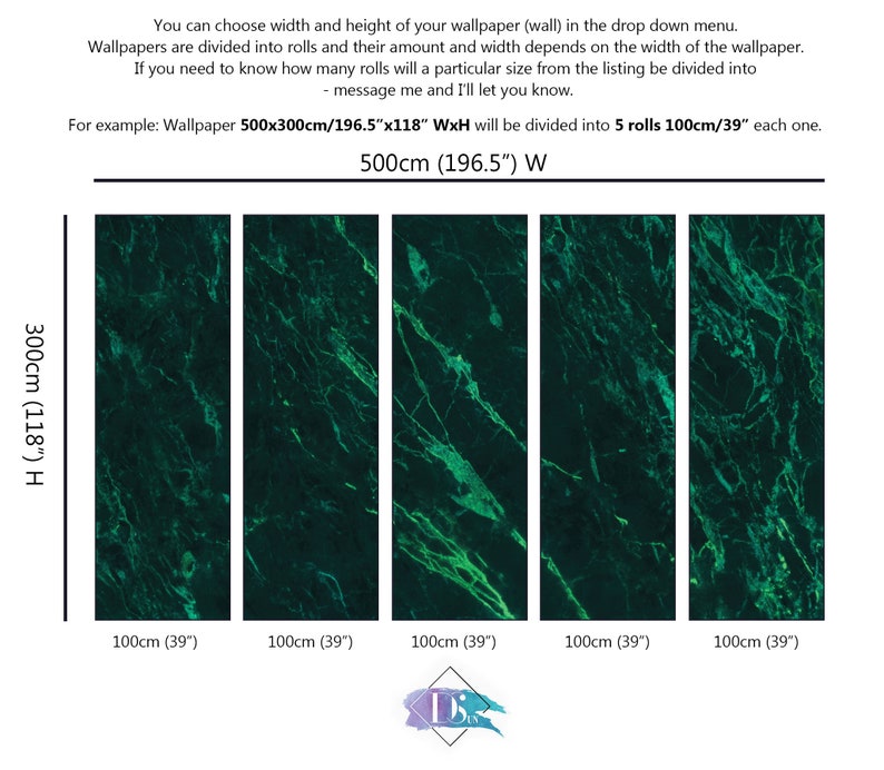 Dark Emerald Green Cracked Marble Wallpaper Self Adhesive Etsy