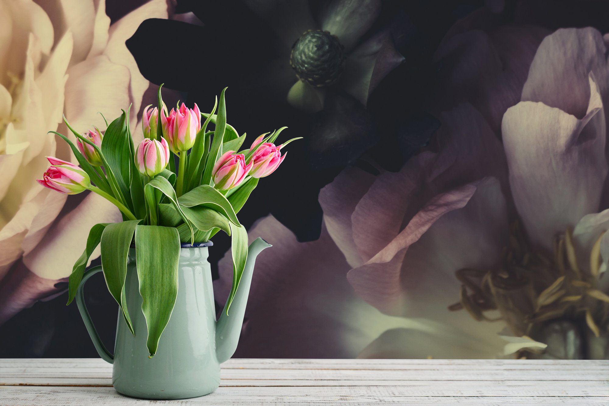 Vintage Wallpaper of Peony Bouquet Photography Self - Etsy