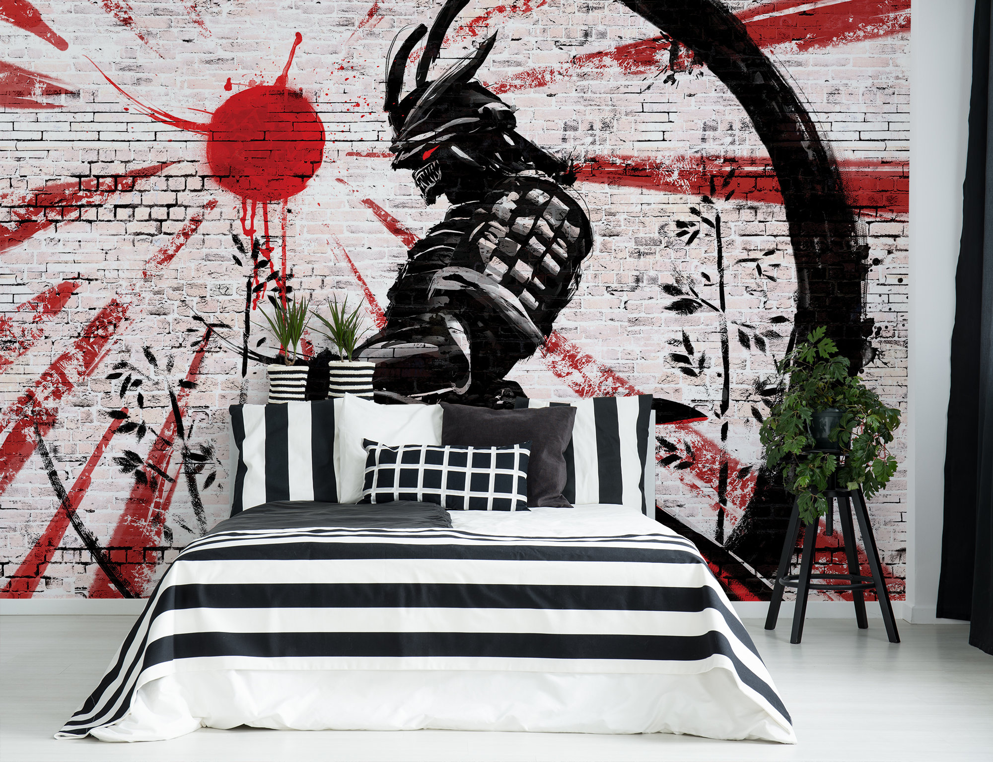 Teufel Samurai Japan – Poster XXL En Tissu, Tapisserie Murale, Imprimé Abstrait