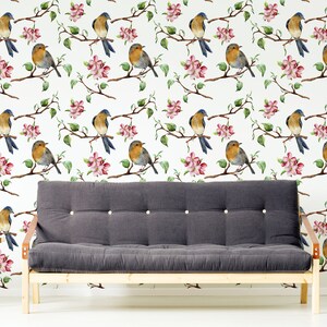 Beautiful Wallpaper With Cherry Blossoms and Birds Self - Etsy
