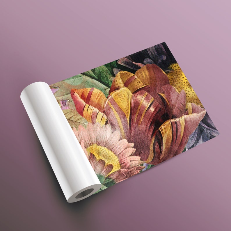 peel and stick wall mural Colorful vintage floral wallpaper with tulips