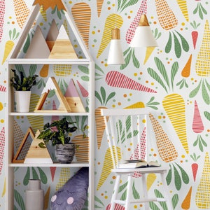 Abstract colorful vegetable wallpaper || For Kids, self adhesive, peel and stick wall mural