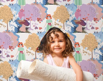 Carta da parati con motivo fantasy astratto colorato || Per bambini, autoadesiva, murale da staccare e attaccare