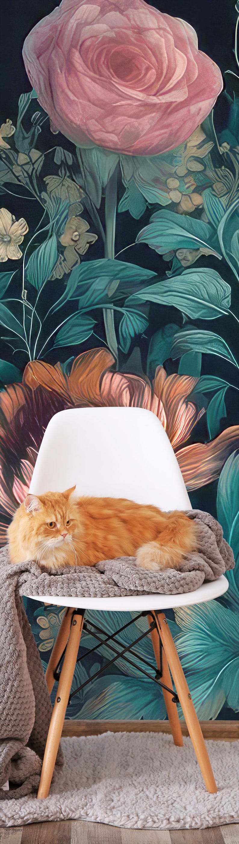 Buy Vintage Flowers Dark Wallpaper, Floral Art, Botanical Wall Mural