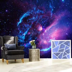 Outer space wallpaper, self adhesive, peel and stick wall mural