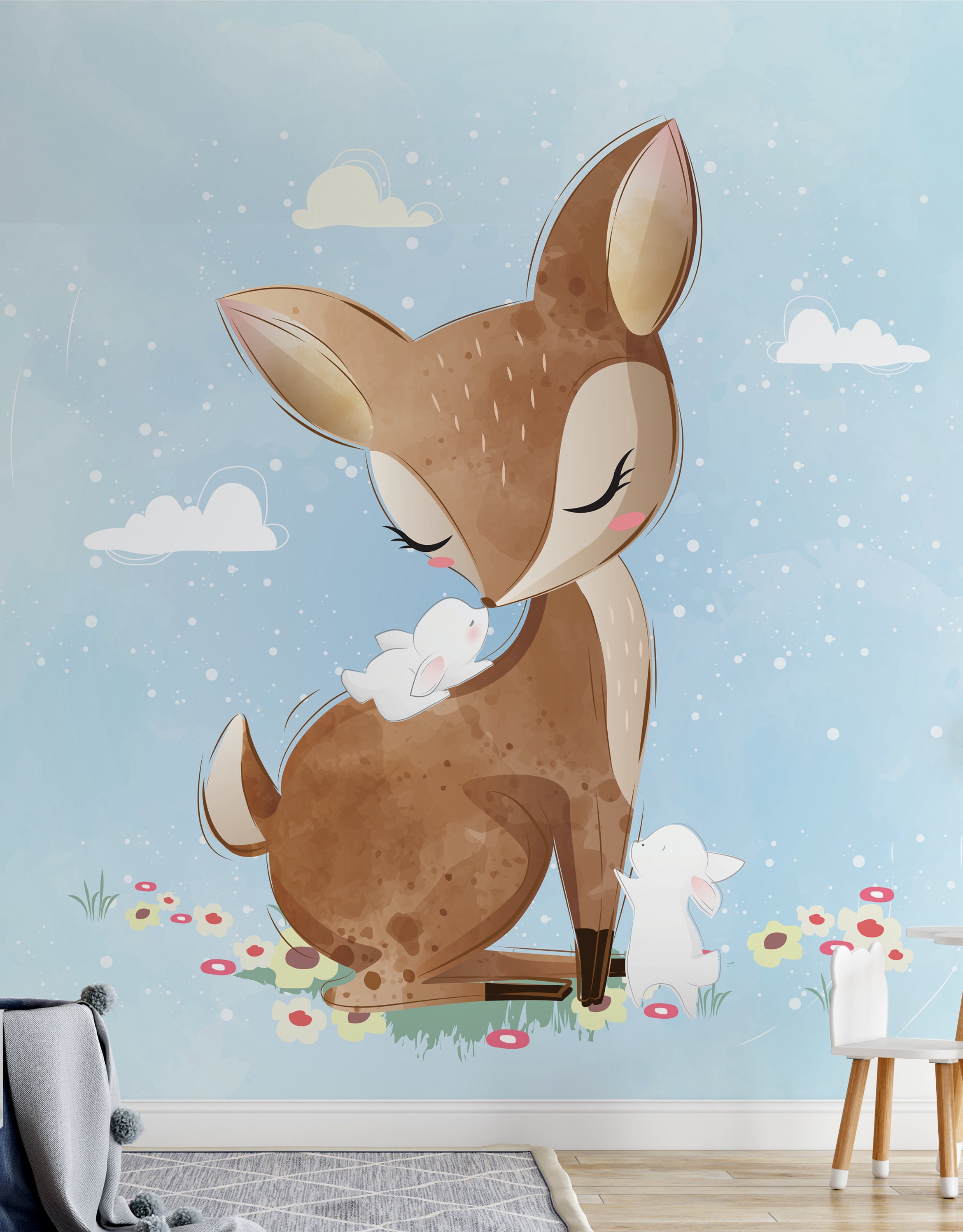 Wallpaper With a Little Deer Wallpaper for Kids Self - Etsy Wallpaper With a Little Deer Wallpaper for Kids Self - Etsy