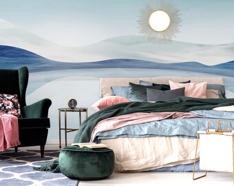 Abstract icy winter landscape wallpaper || self adhesive, peel and stick wall mural