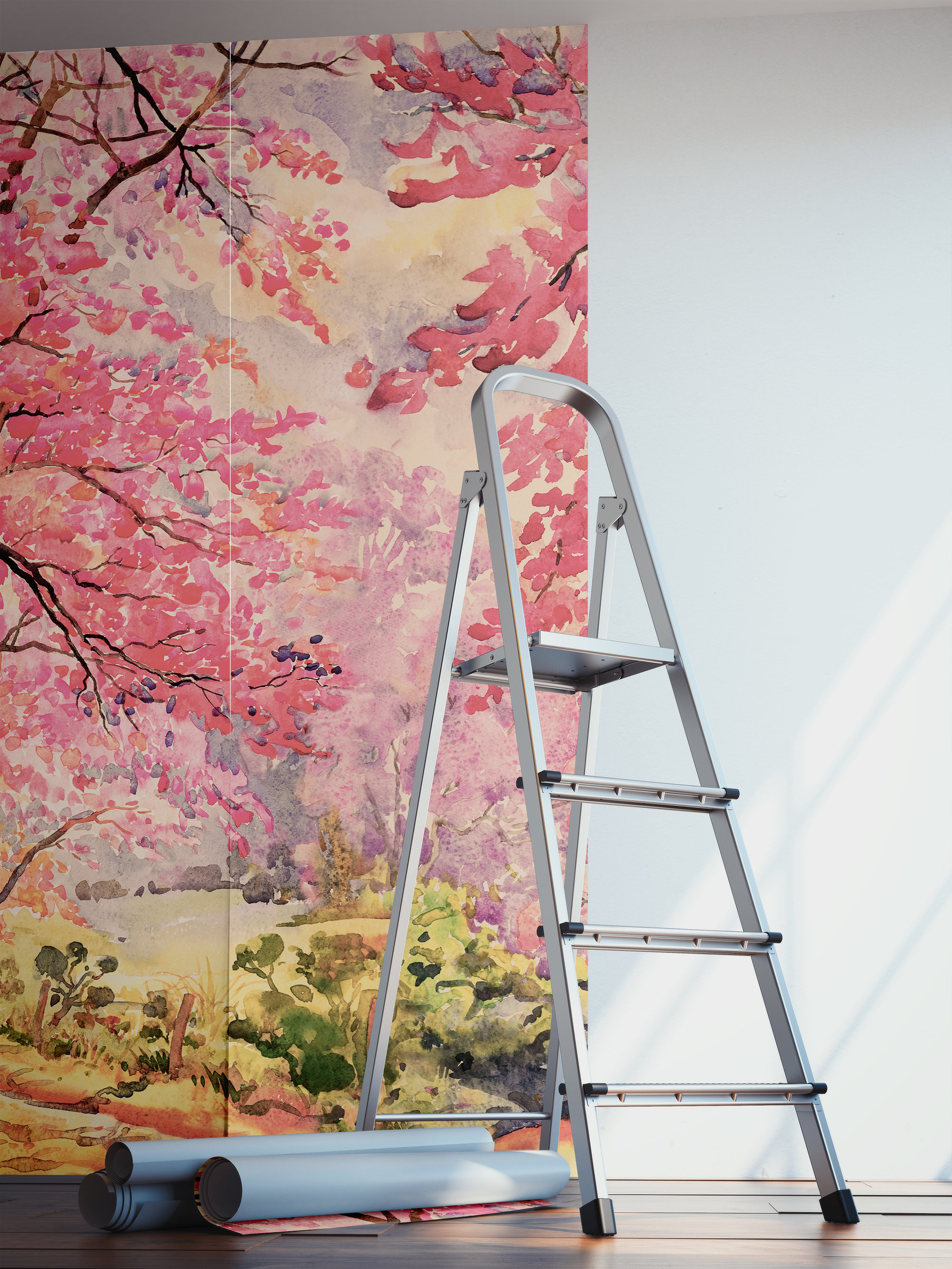 Blooming Cherry Trees Wallpaper Self Adhesive