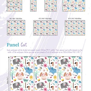 Papel pintado blanco con colorido estampado de animales tropicales, mural para habitación infantil, autoadhesivo o papel vinílico tradicional. imagen 5
