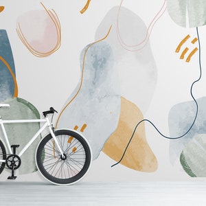 Watercolor Spots Wallpaper, Abstract Wallpaper, Wall Mural • Peel and Stick *self adhesive* or Non-Pasted Vinyl Materials •